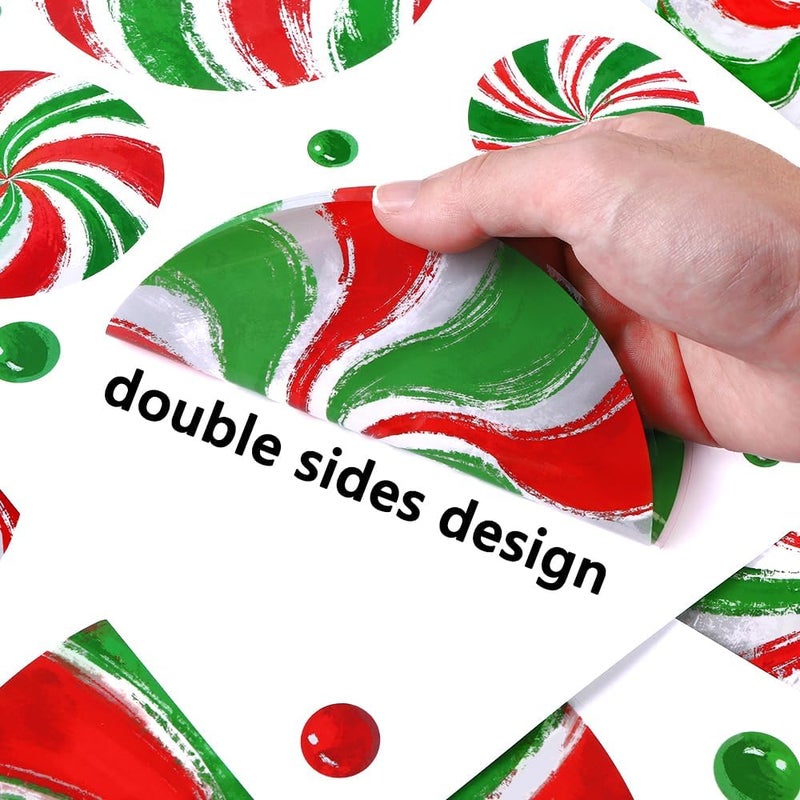 DULEFUN Christmas Window Clings, Candy Window's Clings Decals Oil Painting Christmas Red Green Candy Stickers for Xmas Party Home Office Decor Winter Holiday Glass Window Decoration - Image 5